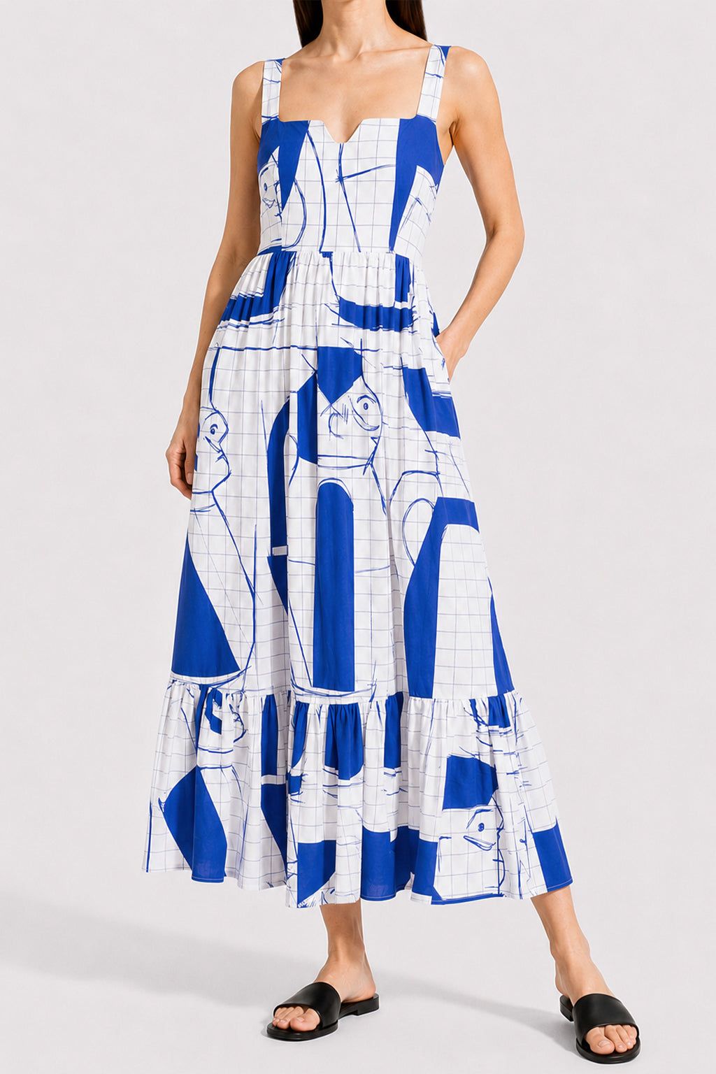 AGYAG ruffled sleeveless dress 'Sketch'