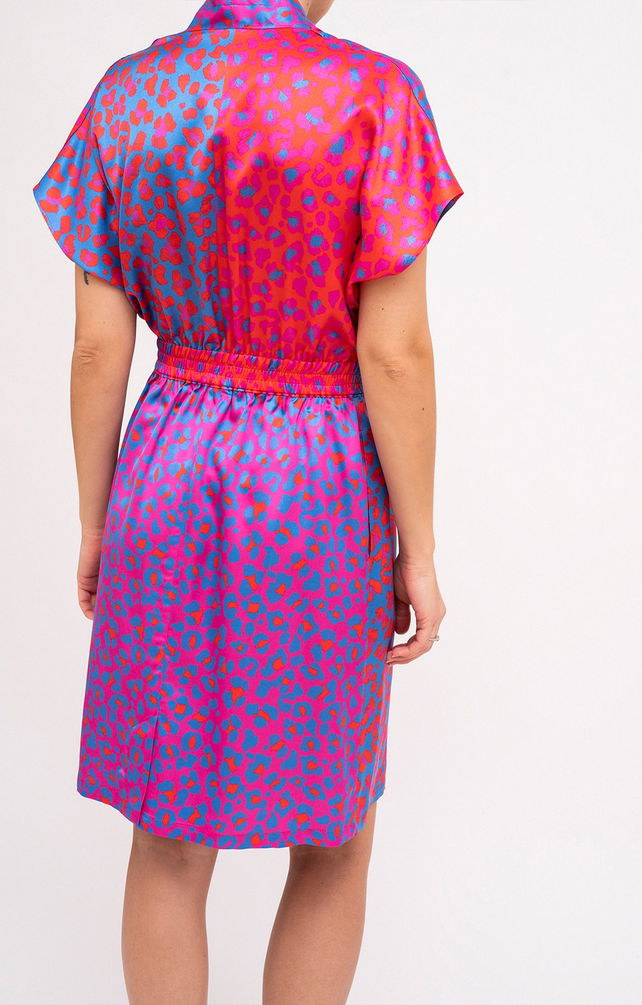 HEVIZ drape front short dress ‘Blossom cheetah’