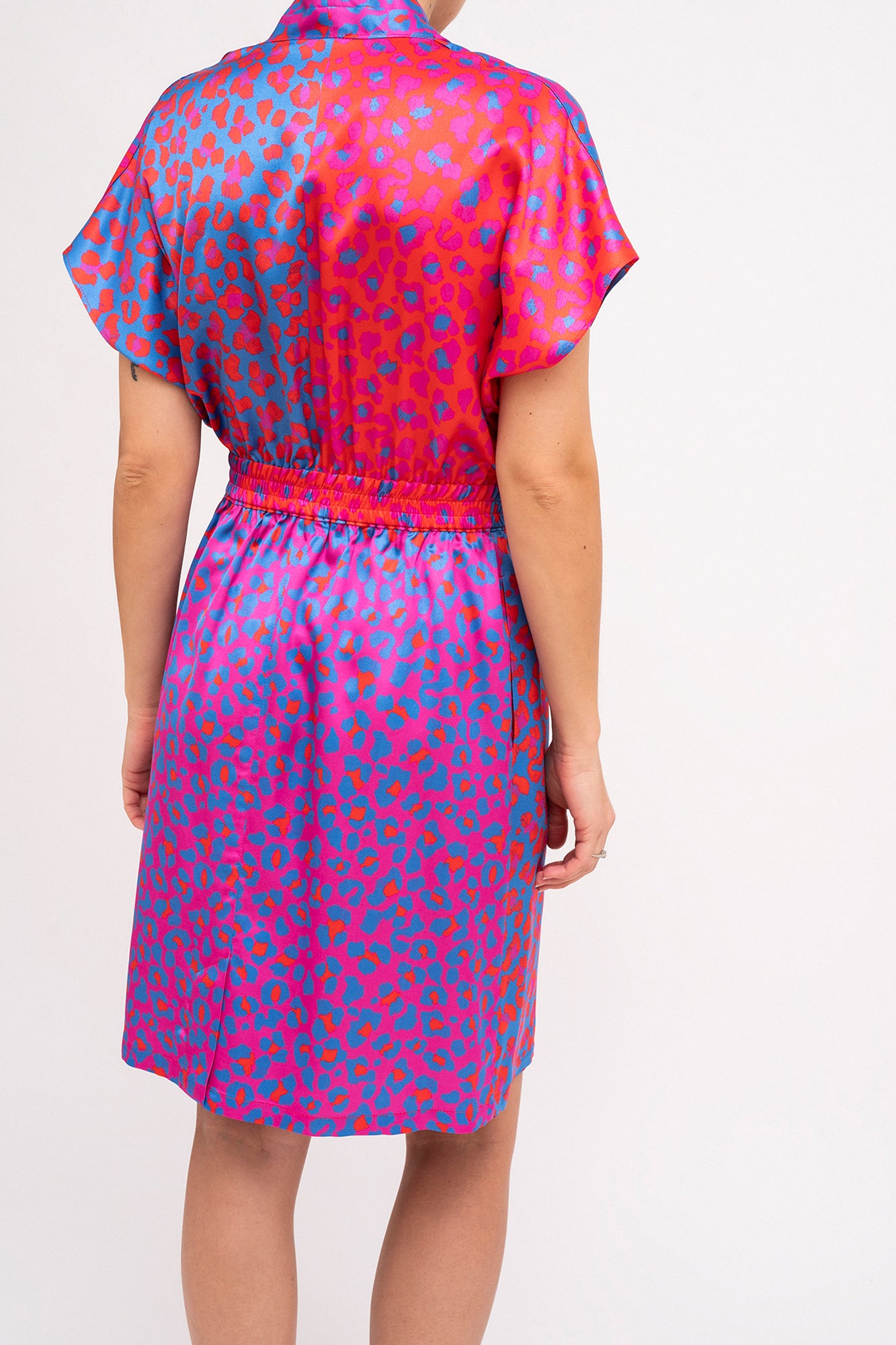 HEVIZ drape front short dress ‘Blossom cheetah’