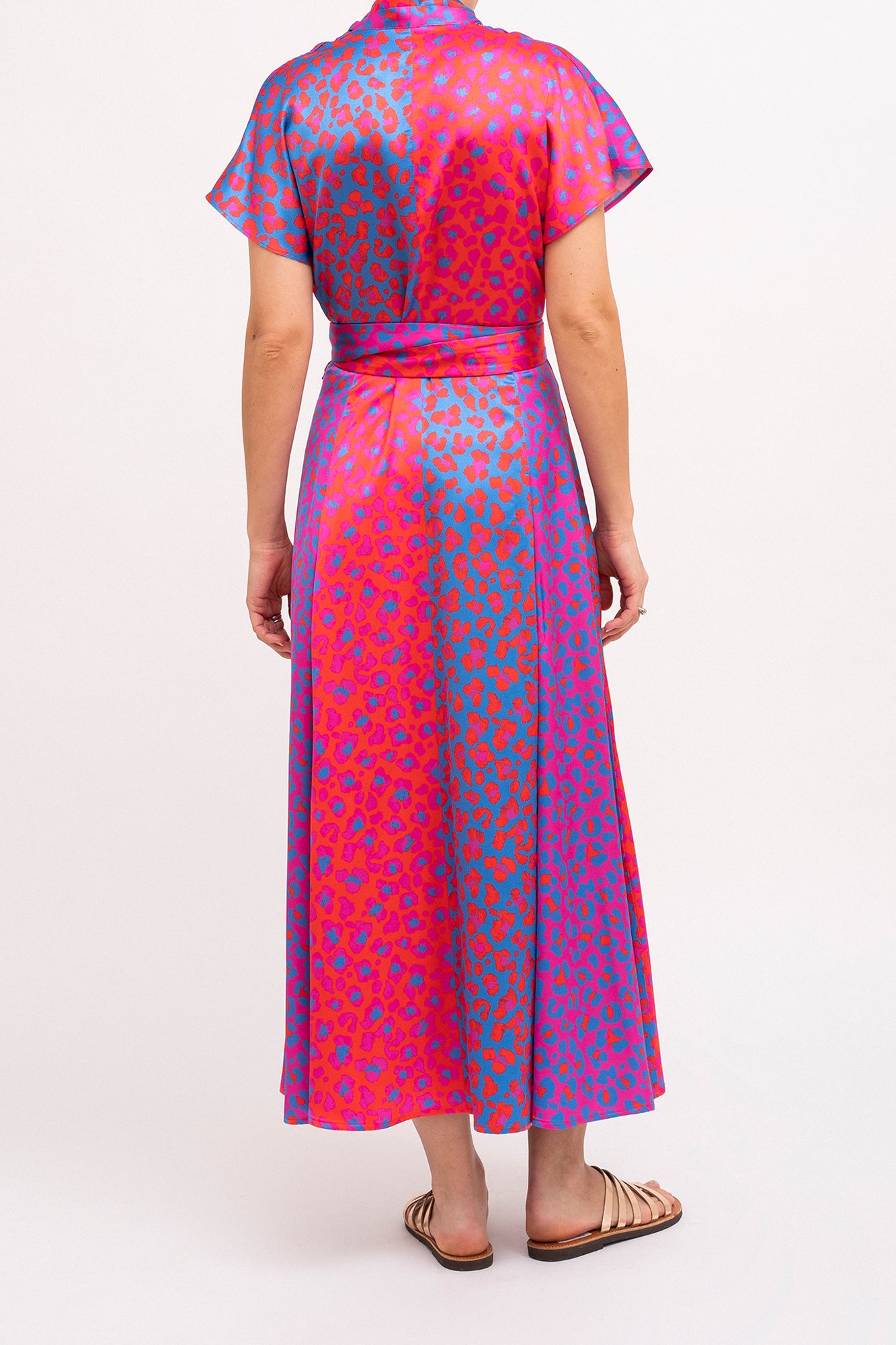 TOR multi slits wrap dress ‘Blossom cheetah’