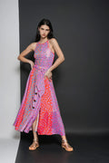 ABBAZIA button front slit skirt ‘Blossom cheetah’