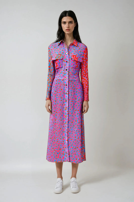 TAPOLCA long shirtdress 'Blossom cheetah'