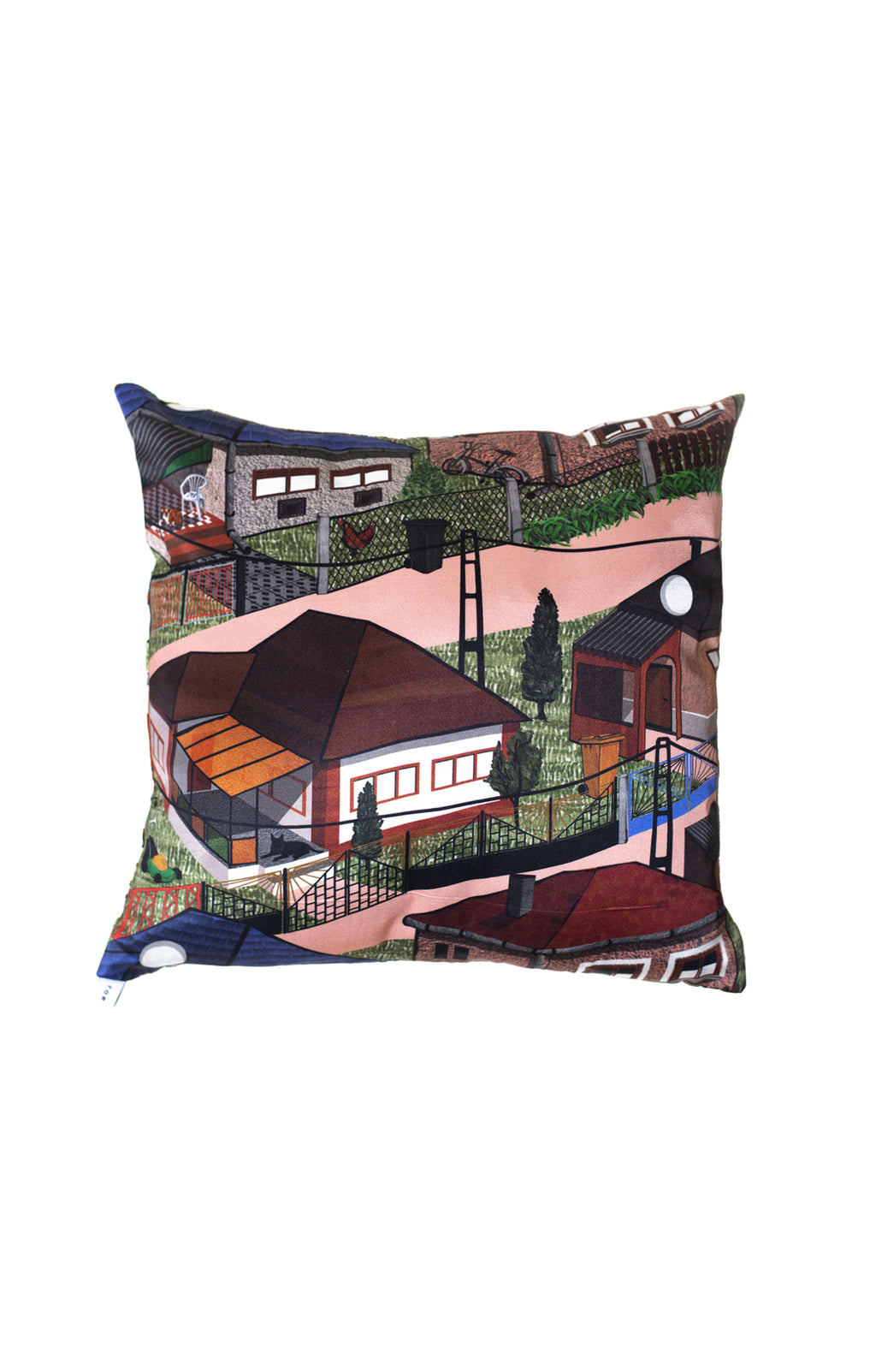 Decorative cushion 'houses' print