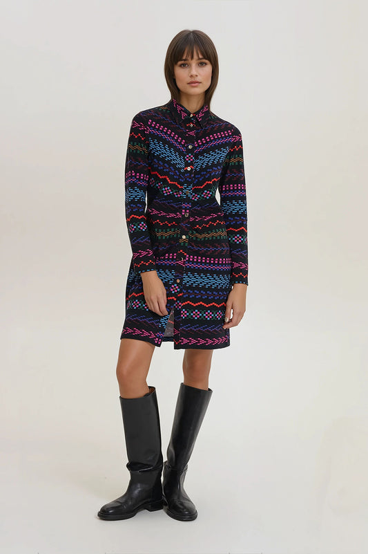 EGYED draped shirt dress 'Pixel dark'