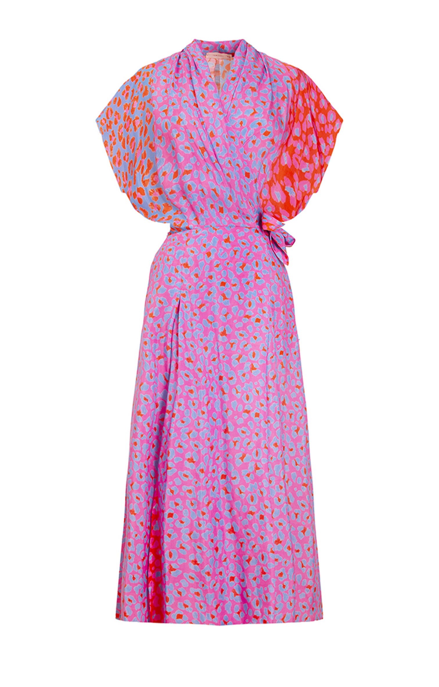 TOR multi pleats wrap dress ‘Blossom cheetah’