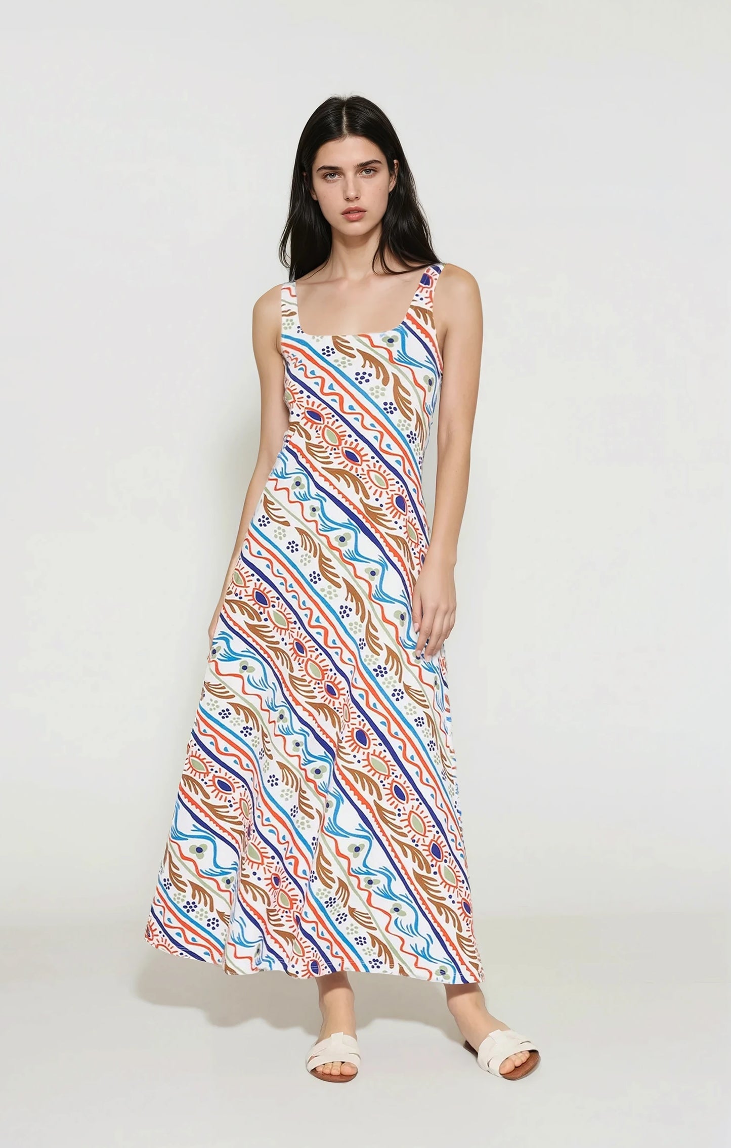 MISKA flared maxi dress 'Folkdoodle'