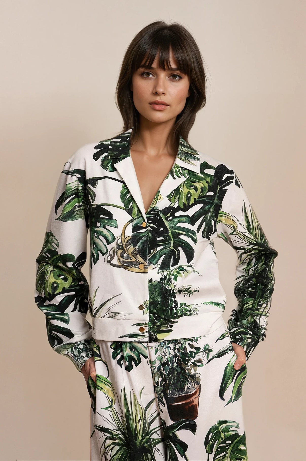 MOR jersey cardigan 'Plants'