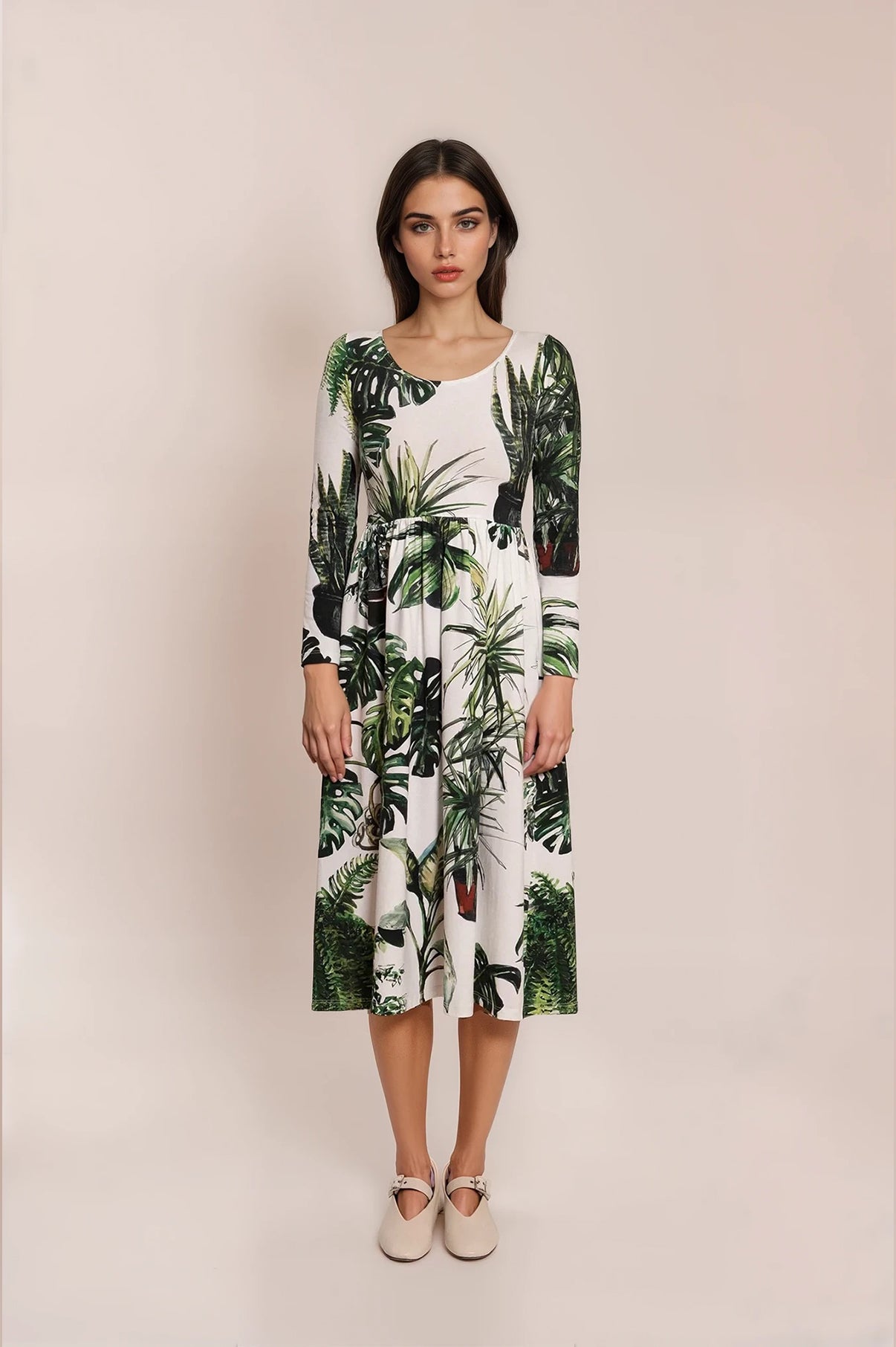 BUKOVEL scoop neck dress 'Plants'