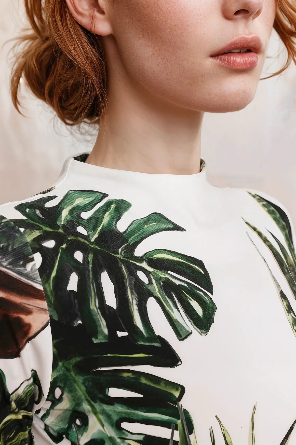 MAJK long sleeve mock neck top 'Plants'