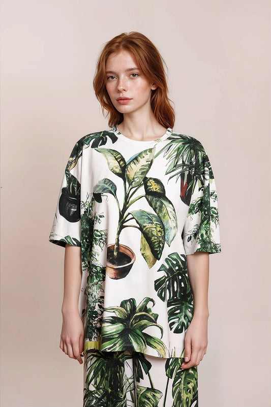 VIZITKE oversized t-shirt 'Plants'