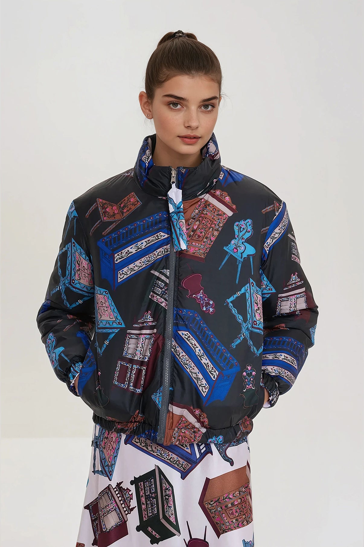 SPAJZ reversible puffer jacket 'Furniture'