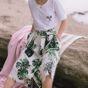 Plants Print Midi Skirt