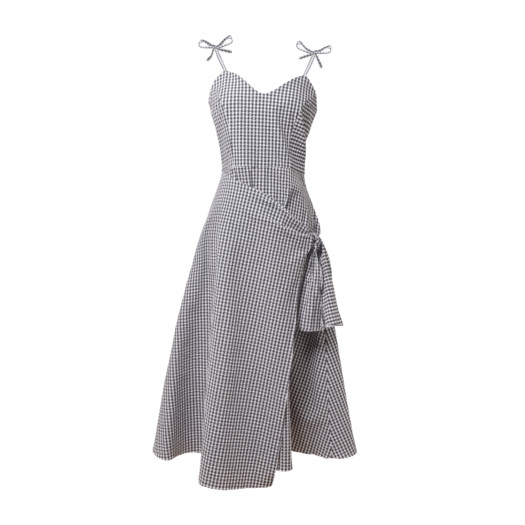 ERD Black & White Overlap Skirt Midi Dress