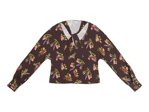 PIROSKA Lame Flower Print  open back tie blouse