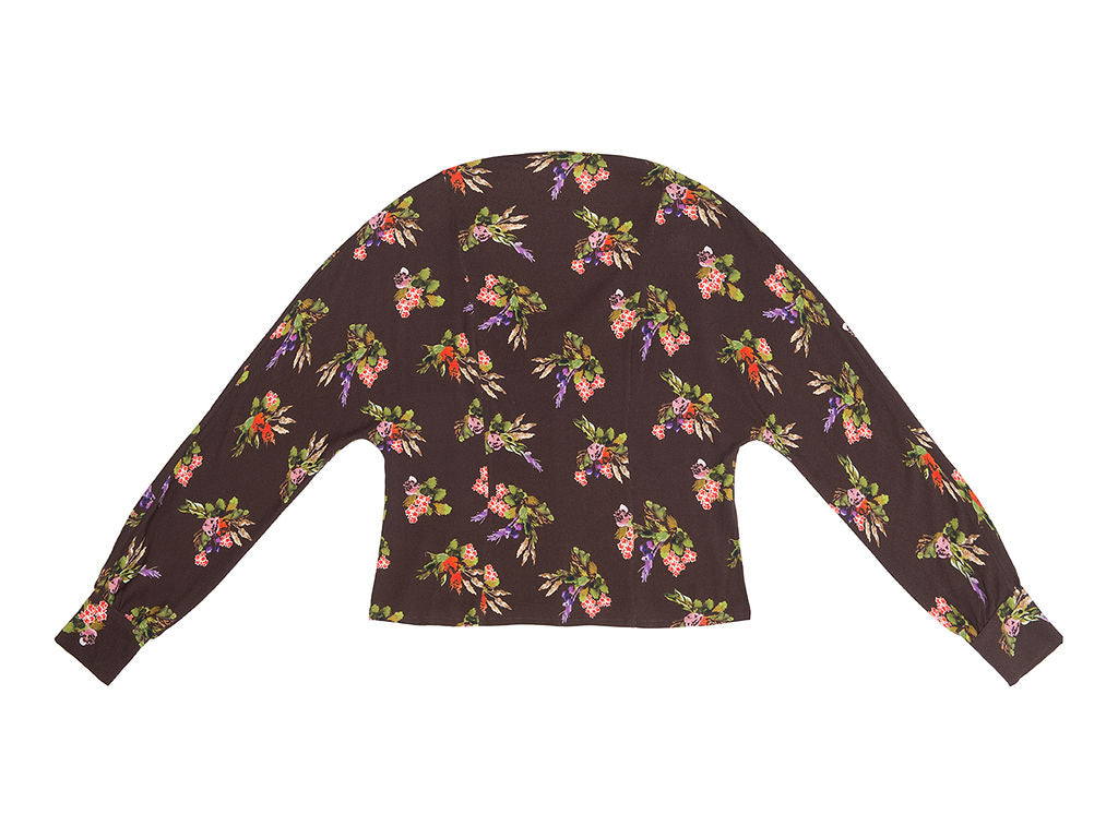 PIROSKA Lame Flower Print  open back tie blouse