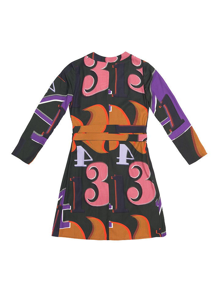 TEREZ  Grid Numbers  Print Wrap Dress