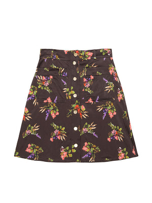 Bratislava Lame Flower Print Skirt