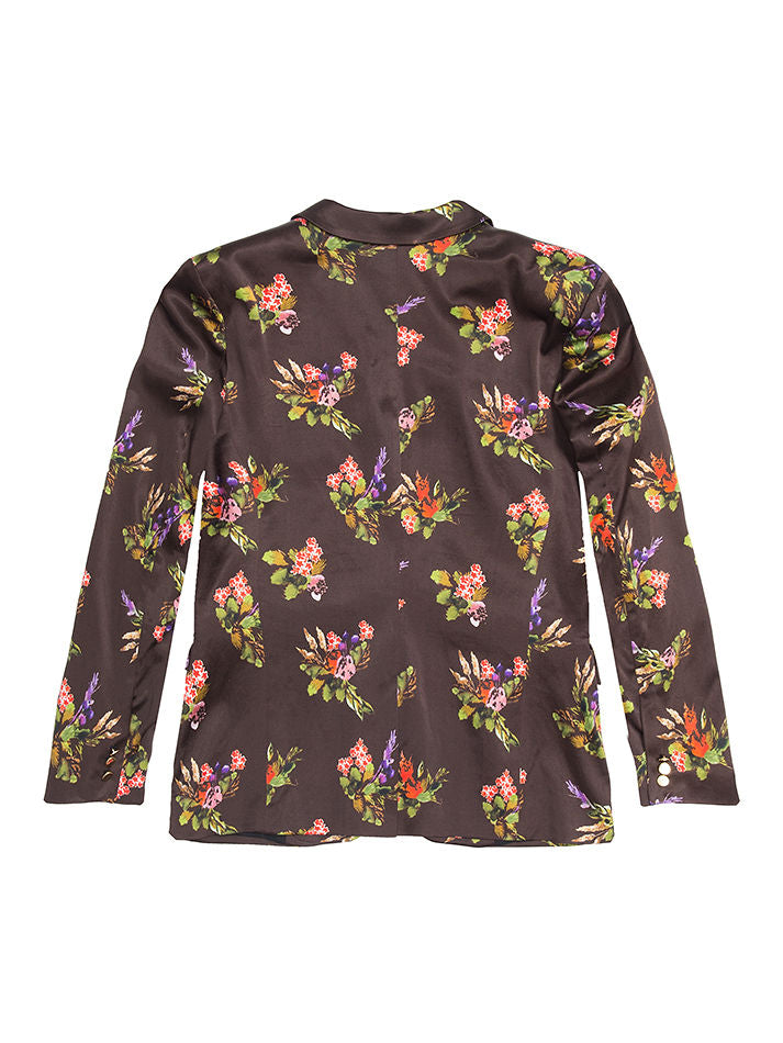 Mara Lame Flower Print Satin Jacket