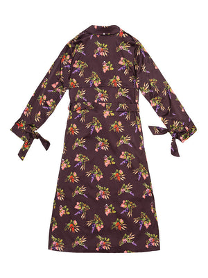 GEZA  Lame Flower Print Trench Coat