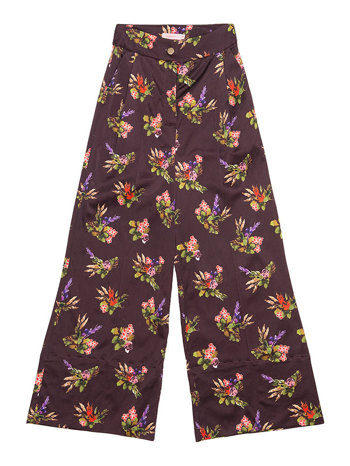 HELGA  Lame Flower Print Trousers