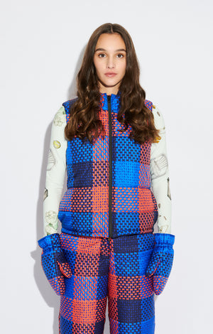 ASPEN puffer vest 'checked blue'
