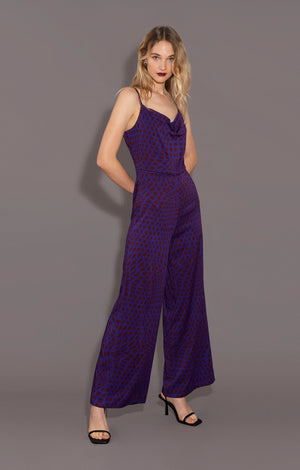 ASZU draped jumpsuit 'warp polka dot'