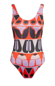 BEETLE open-back swimsuit 'abstract bugs'