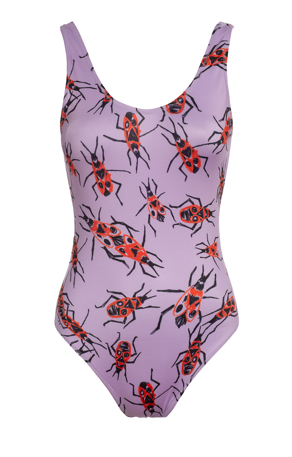 BEETLE open-back swimsuit 'lilac firebugs'