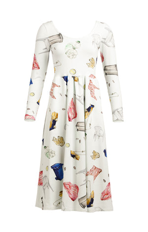 BUKOVEL scoop neck dress 'objects white'