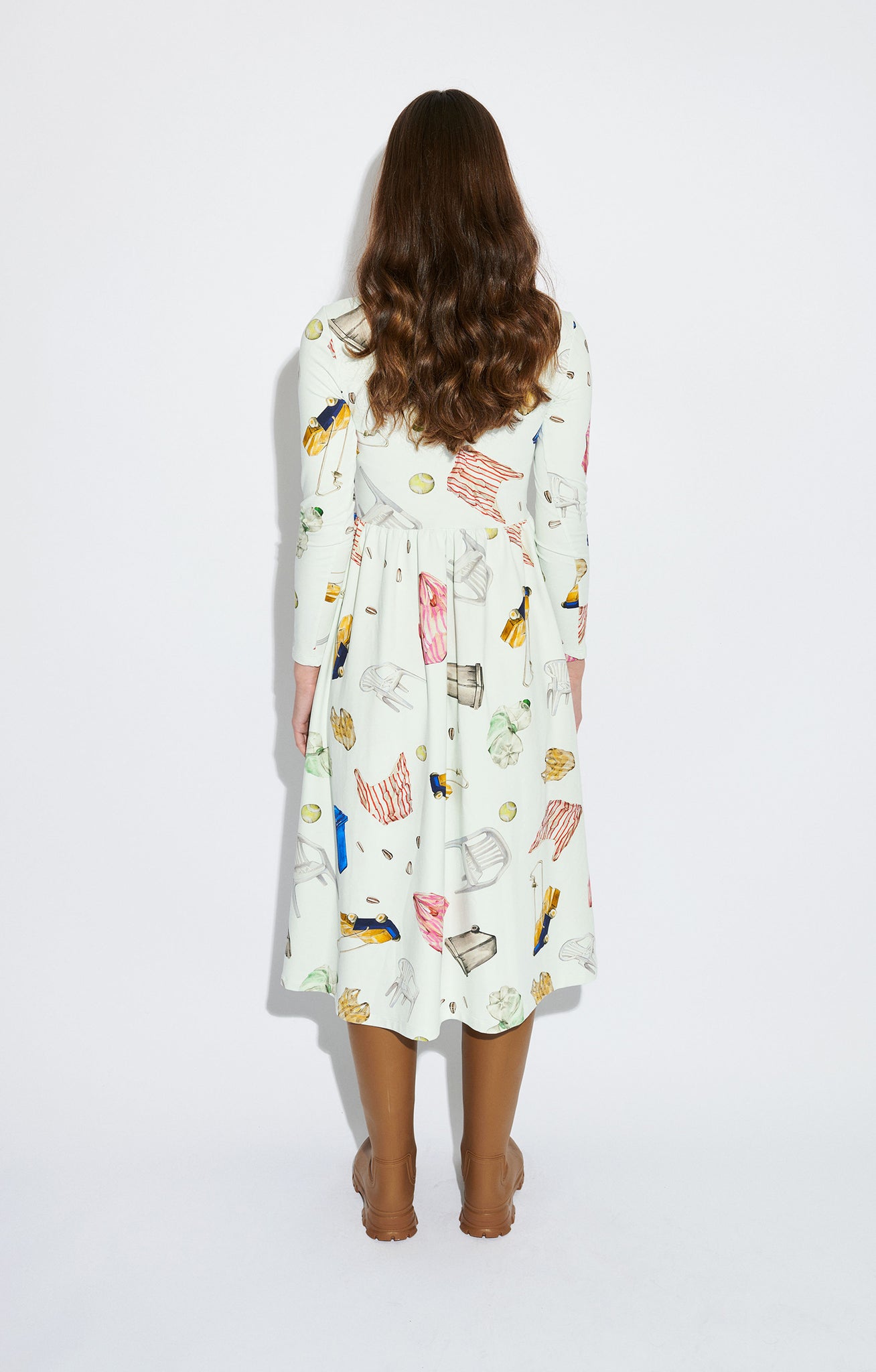 BUKOVEL scoop neck dress 'objects white'
