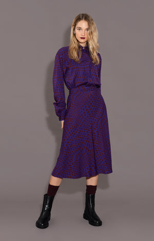 CABERNET A-line skirt 'warp polka dot'