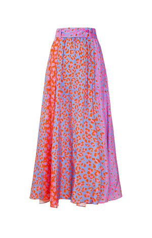 ABBAZIA button front slit skirt ‘blossom cheetah’
