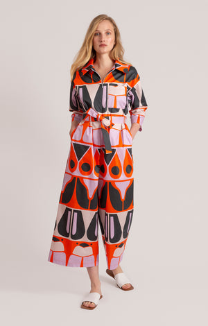 CINCER zip up jumpsuit 'abstract bugs'