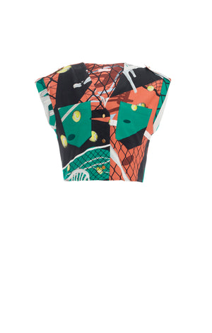 Court Print Crop Shirt