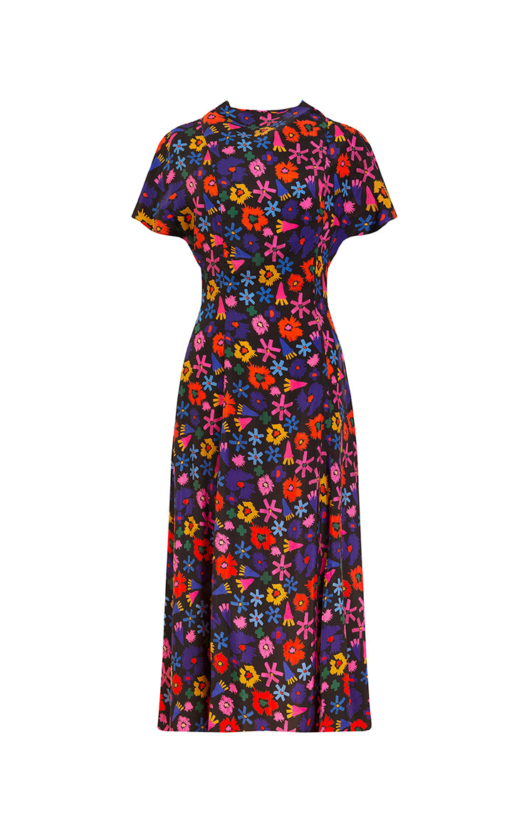 DANDAR open back tie dress ‘doodle flower’