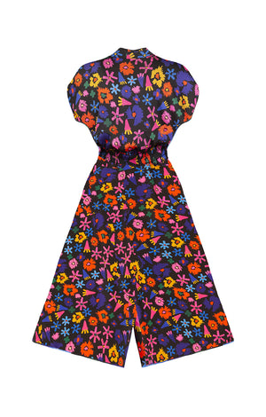 SARVAR drape front jumpsuit ‘doodle flower’