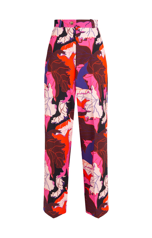 FURMINT high waisted chinos 'pink leaves'
