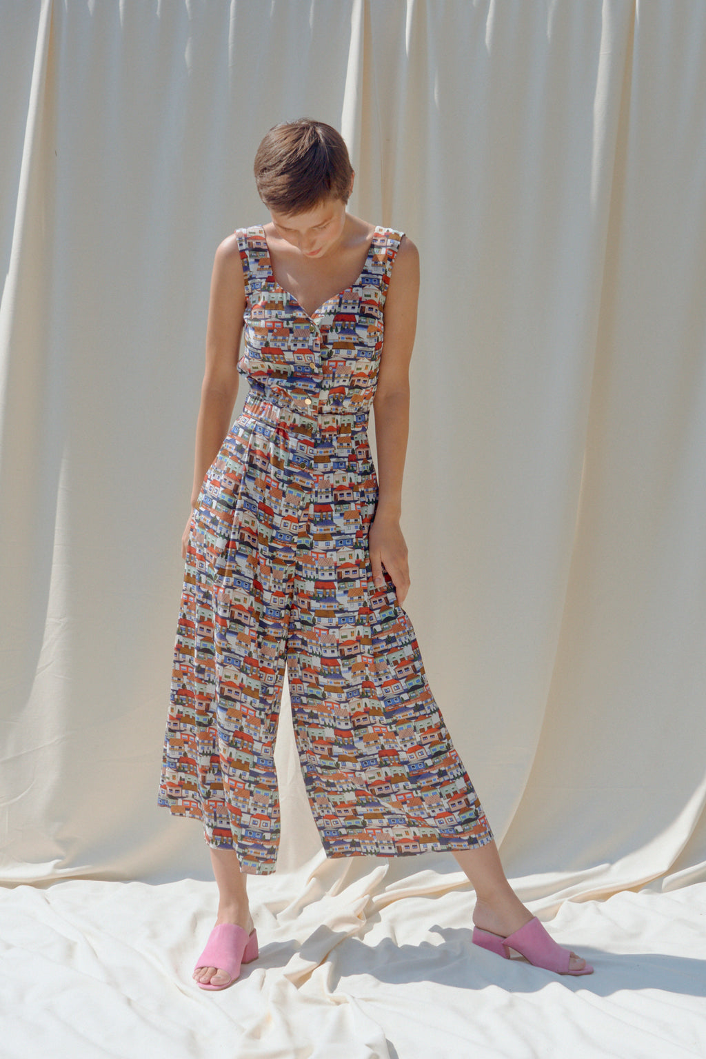 ZIRC sleeveless jumpsuit 'Small Houses'