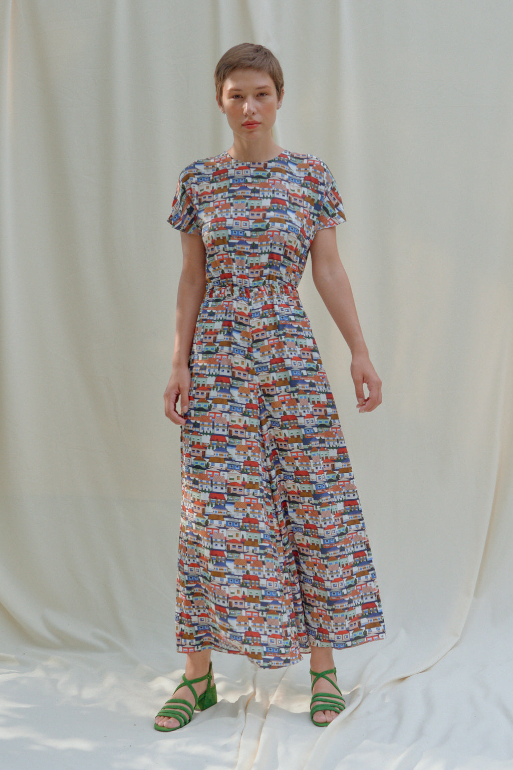 DABAS short sleeve jumpsuit 'Small Houses Print'