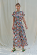 DABAS short sleeve jumpsuit 'Small Houses Print'