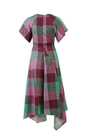 KLOSTERS asymmetric dress 'checked green'