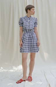 Monor Check Double Button Skirt Dress
