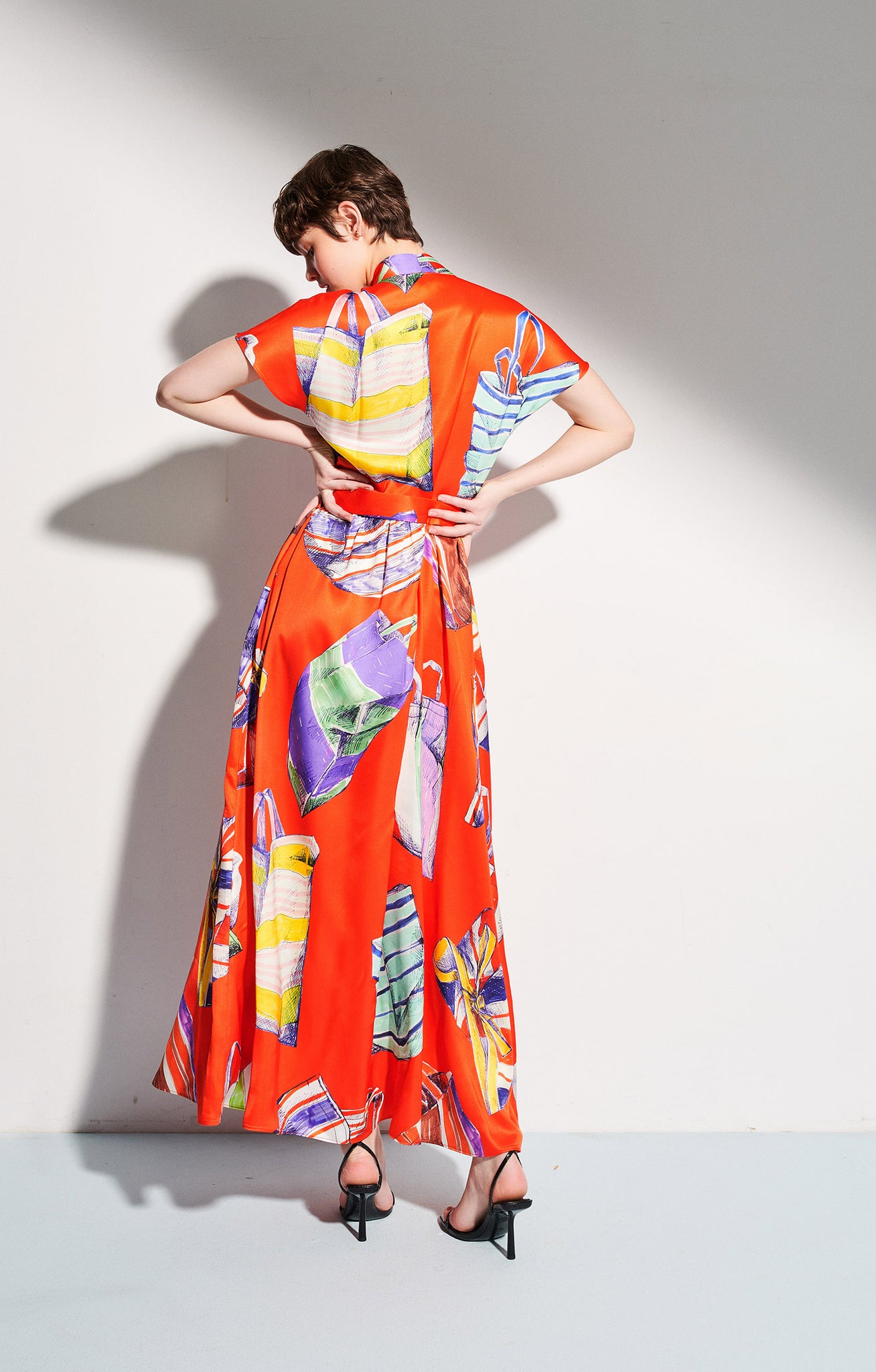 NEYSA full length kimono dress 'bags red'