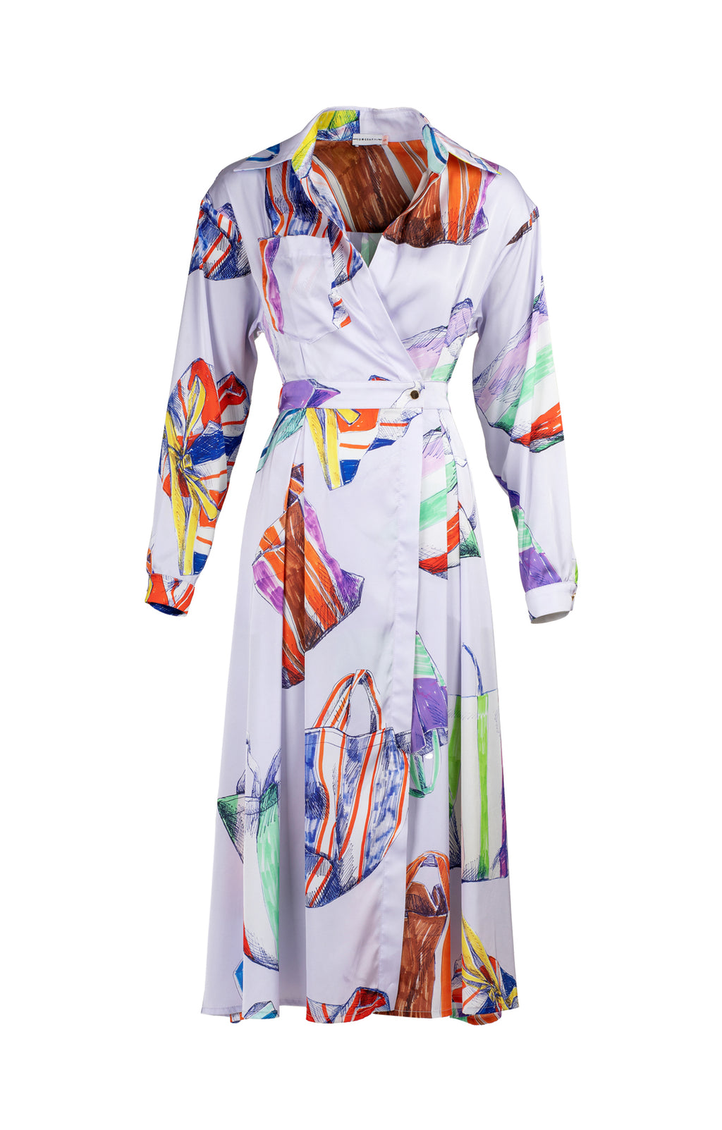 NIKO overlap midi dress 'bags pastel'