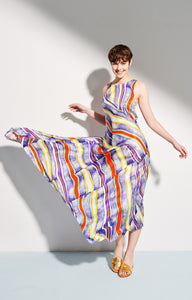 PHYLA sleeveless asymmetric dress 'stripes'