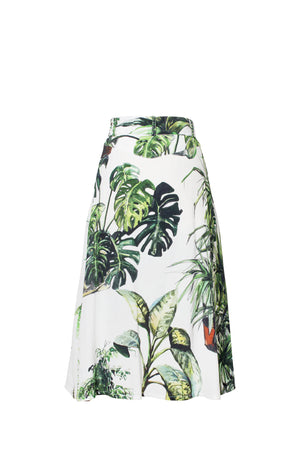 Plants Print Midi Skirt