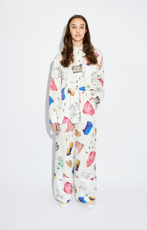 PRADOLLANO drawstring trousers 'objects white'
