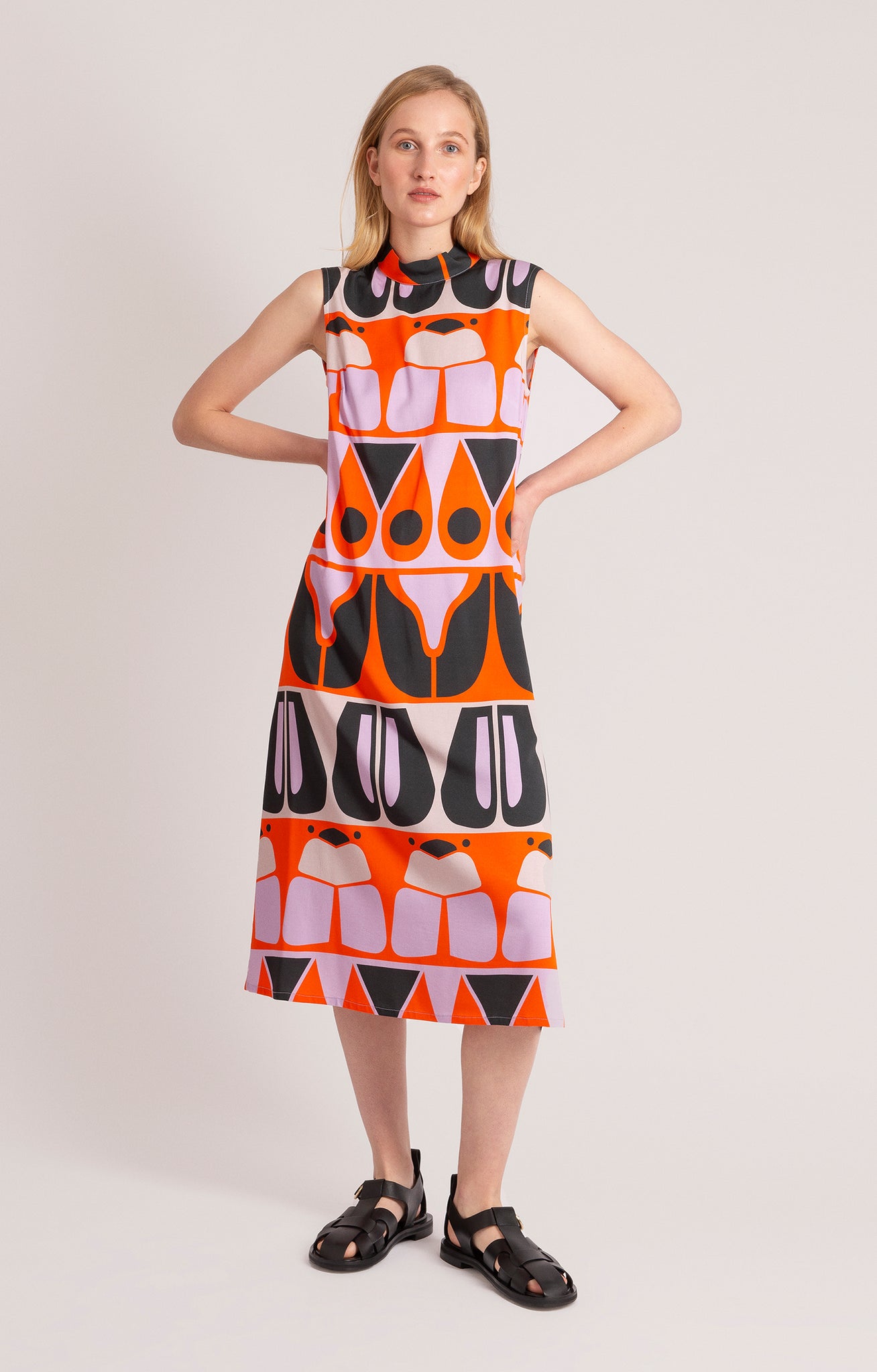 PTERA mock neck dress 'abstract bugs'