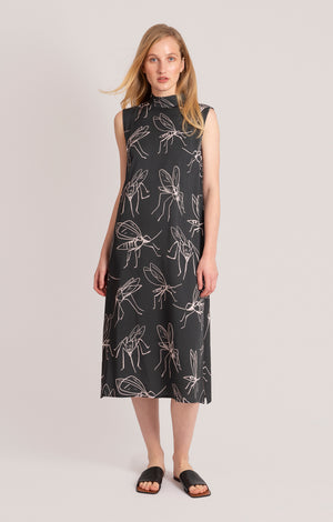PTERA mock neck dress 'mosquitoes'