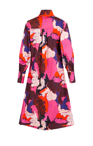 RIZLING A-line shirt dress 'pink leaves'